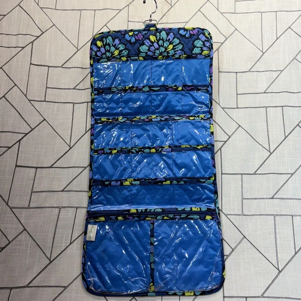 Vera Bradley Hanging Jewelry Organizer OS Blue Floral Night & Day Quilted Travel